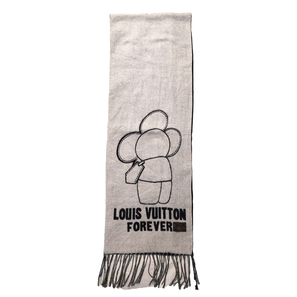 Louis Vuitton LV Forever Reversible Gray Black Cashmere Scarf Pre-Owned - Picture 2 of 16